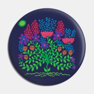 FLOWER BURST Retro Boho Floral Botanical in Bright Purple Pink Blue Green - UnBlink Studio by Jackie Tahara Pin