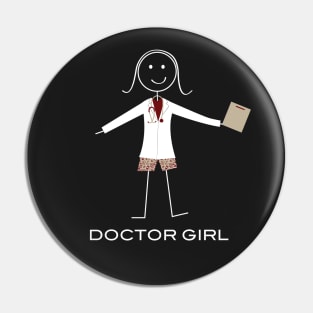 Funny Womens Doctor Girl Illustration Pin