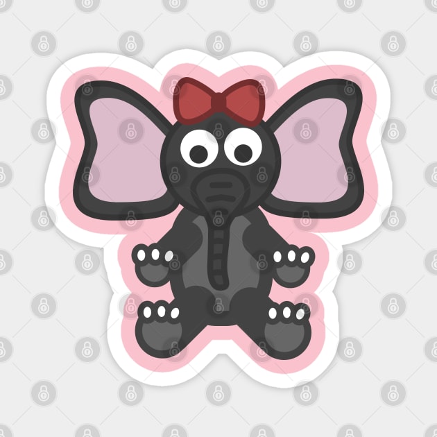 Cute gray baby elephant with ribbon Magnet by Blackvz