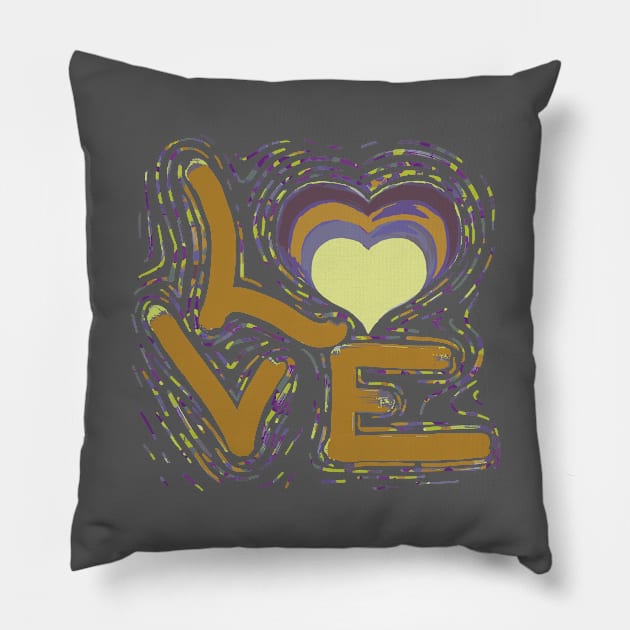 Graphic Sleeve Heart Month Human Navy Pillow by Luca loves Lili