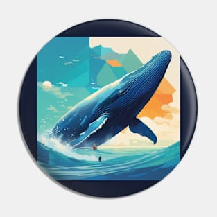 Geometric whale art Pin