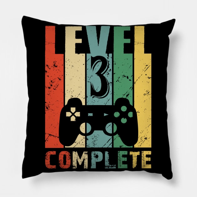 Vintage 3rd Wedding Anniversary Level 3 Complete Video Gamer Birthday Gift Ideas Pillow by smtworld