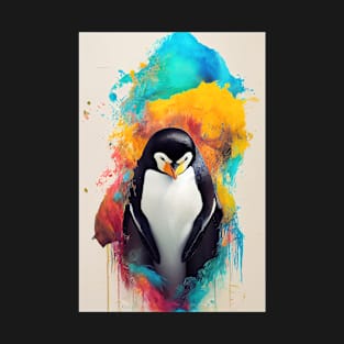 Penguin Bird Animal Discovery Adventure Nature Planet Earth Paint T-Shirt