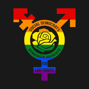 Social Democrats & Democratic Socialists for LGBT rights (Rainbow version) T-Shirt