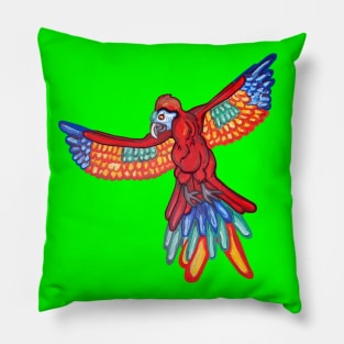 Red Majestic Flying Macaw Pillow