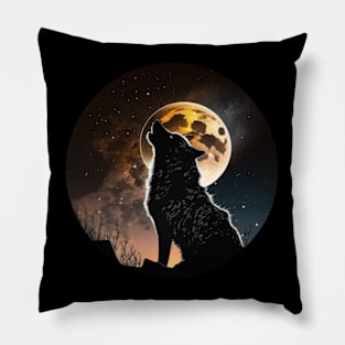 wolf looking to the moon Pillow