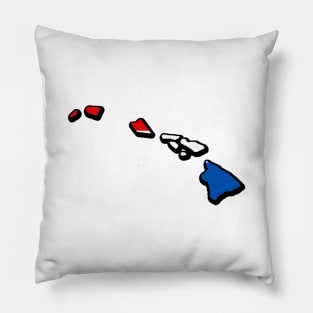 Red, White, and Blue Hawaii Outline Pillow