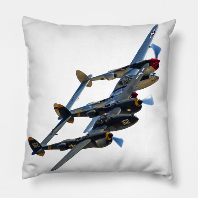 P-38s Formation Overlapped no background Pillow by acefox1