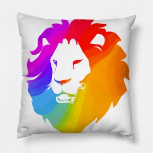 Cute Color Gradient Lion Shape Head Drawing Pillow