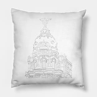 Madrid Metropolis Line Drawing Sticker Pillow