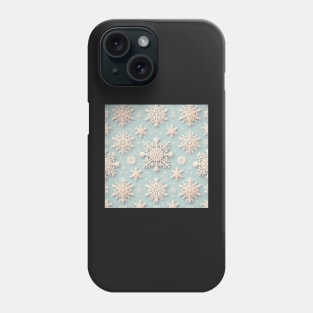Crochet style Snowflakes on Blue Background Phone Case