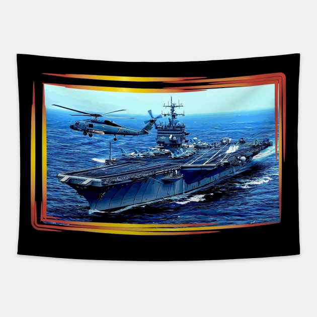 USS Enterprise Aircraft Carrier Tapestry by Arie