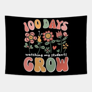 100 Days Growing Boho Flowers Teacher 100th Day of School Tapestry