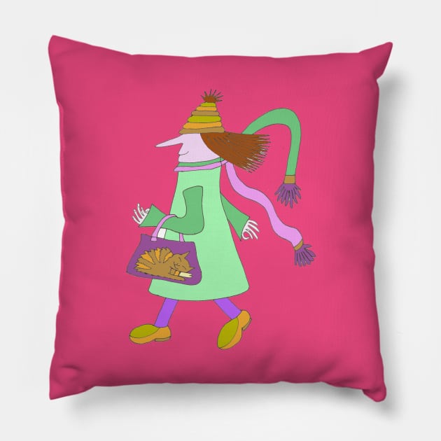 MadCatWoman with Bag v2 Pillow by MrTiggersShop