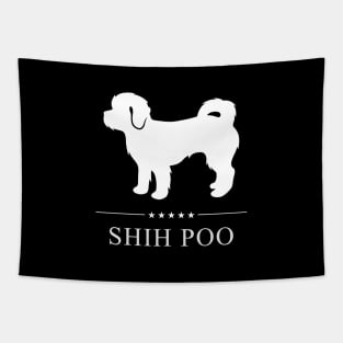 Shih Poo Dog White Silhouette Tapestry