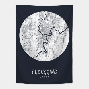 Chongqing, China City Map - Full Moon Tapestry