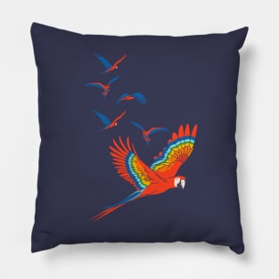 Scarlet Macaw in Flight Pillow