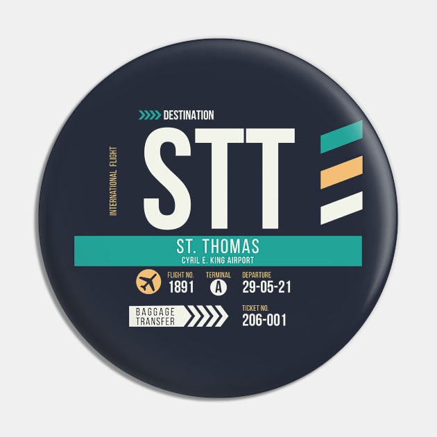 St. Thomas (STT) Airport Code Baggage Tag Pin by SLAG_Creative