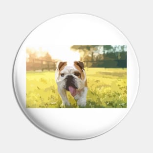 Cute English Bulldog Puppy Digital Painting Pin