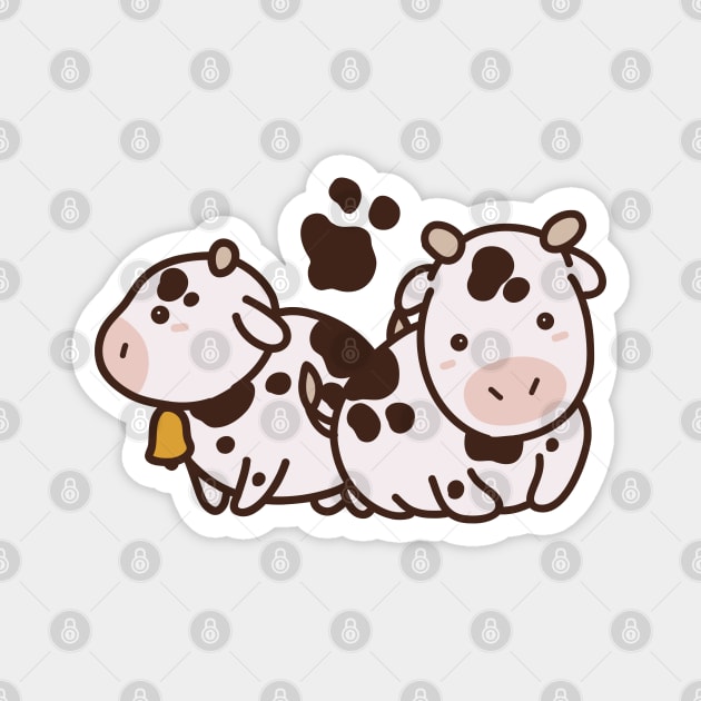 Cute Kawaii Cows Drawing - Cow Lover - Magnet