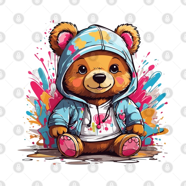 Cute Baby Bear Chibi Style Color Splash Design by TF Brands