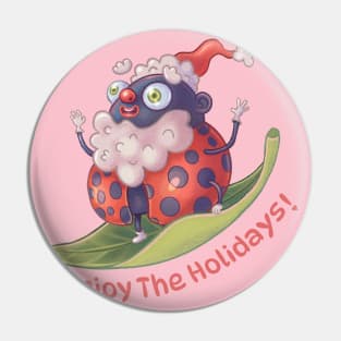 Enjoy The Holidays (skating Santa Bug) Pin