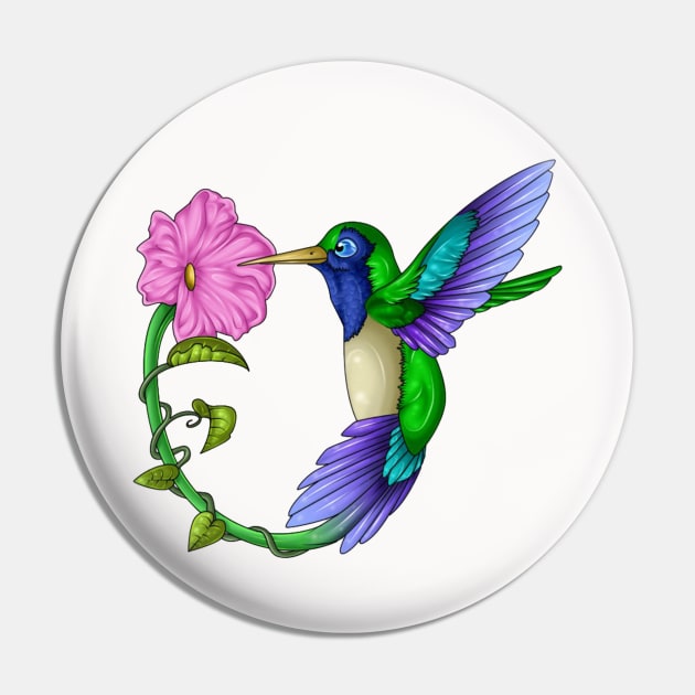 Colorful Colibri Pin by Happy Art Designs