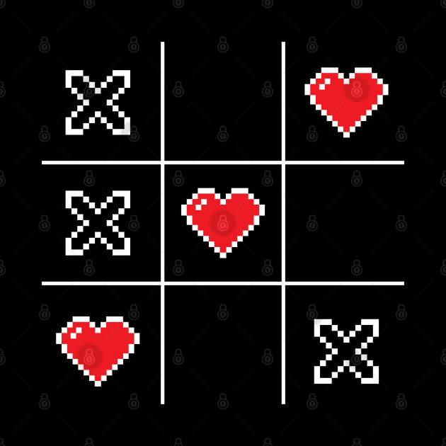 Pixel Hearts Retro Video Game Tic Tac Toe by LegitHooligan