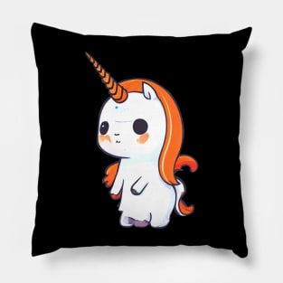 Kawaii Halloween Unicorn - Orange Hair and Spooky Charm Pillow