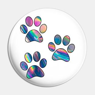 Holographic Paw Prints Pin