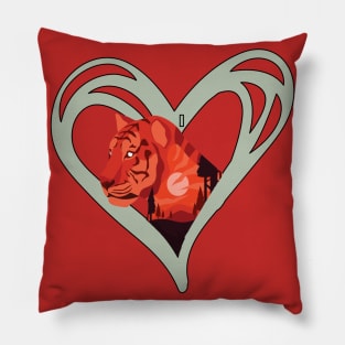 Tiger Mother Earth Nature Heart Pillow