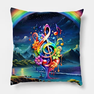 Music, colorful clef with leaves Pillow
