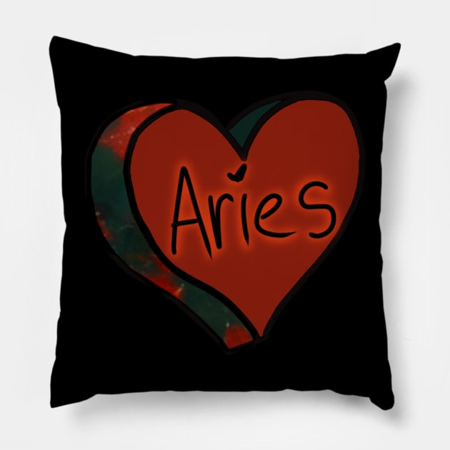 Aries Bloodstone Love Heart Pillow by ROLLIE MC SCROLLIE