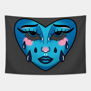 blue and navy crying heart cute gift Tapestry