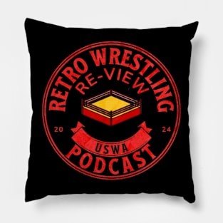 Retro Wrestling Re-View USWA Podcast Badge Design Pillow