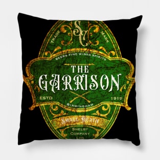 The Garrison Pub Emblem Design Green and Gold Pillow