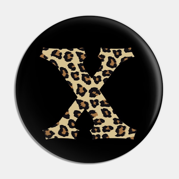 Letter X Leopard Cheetah Monogram Initial Pin by squeakyricardo