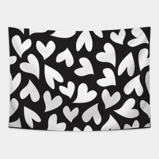 Black and white seamless hearts pattern Tapestry