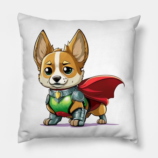 Super corgi, superhero dog Pillow by Shaani