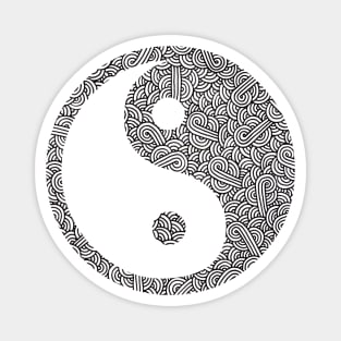 Black and white swirls doodles Yin Yang Magnet