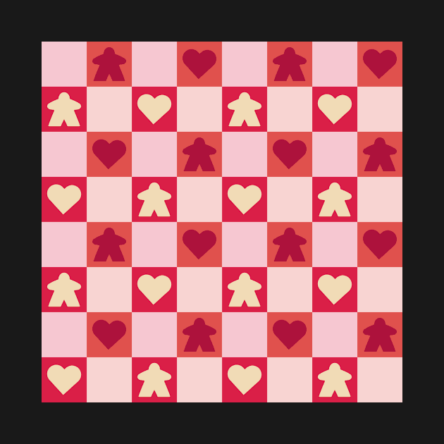 Red Valentine Meeple Gingham Check | Game Night Picnic Checkerboard by gloobella