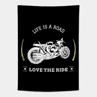 Love the ride, biker Tapestry