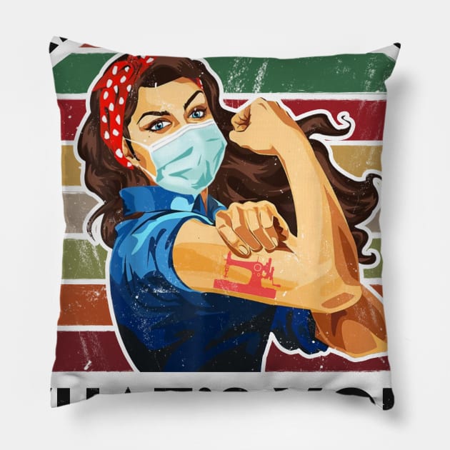 Quilter I Can Make Masks What's Your Supperpower Pillow by Minkdick MT