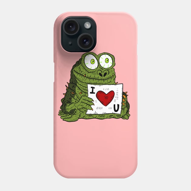 i love you, funny alien monster with a card. Phone Case by JJadx