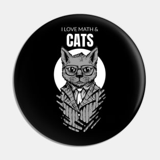 I Love Math And Cats - Maths Cat Algebra Calculus Gift Pin