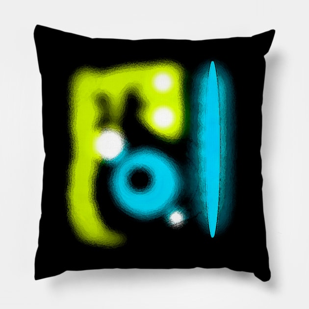 Blue black and yellow in the maze Pillow by Marccelus