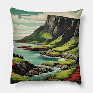 Newfoundland Canada Vintage Poster Tourism Pillow