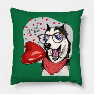 dog valentine spread love Pillow