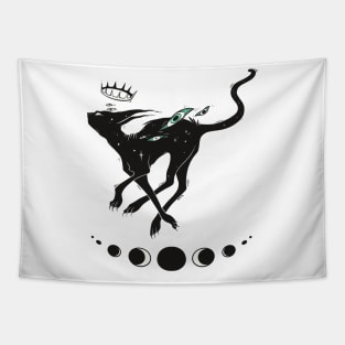 Cute Black Cat Running Tapestry