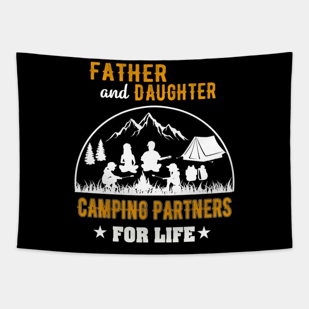 Father and daughter camping partners Tapestry by RuthTBlake